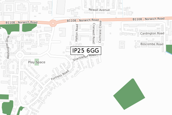 IP25 6GG map - large scale - OS Open Zoomstack (Ordnance Survey)