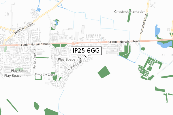 IP25 6GG map - small scale - OS Open Zoomstack (Ordnance Survey)