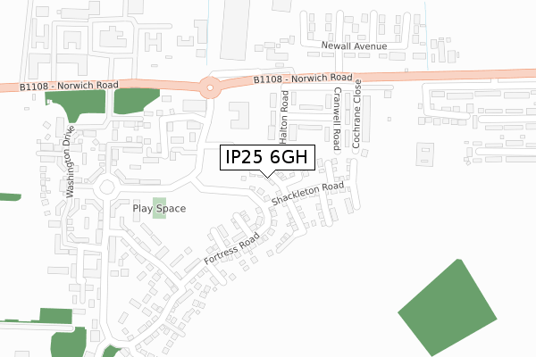 IP25 6GH map - large scale - OS Open Zoomstack (Ordnance Survey)