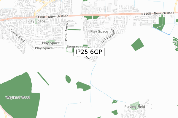 IP25 6GP map - small scale - OS Open Zoomstack (Ordnance Survey)