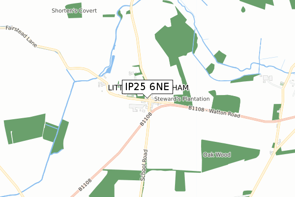 IP25 6NE map - small scale - OS Open Zoomstack (Ordnance Survey)