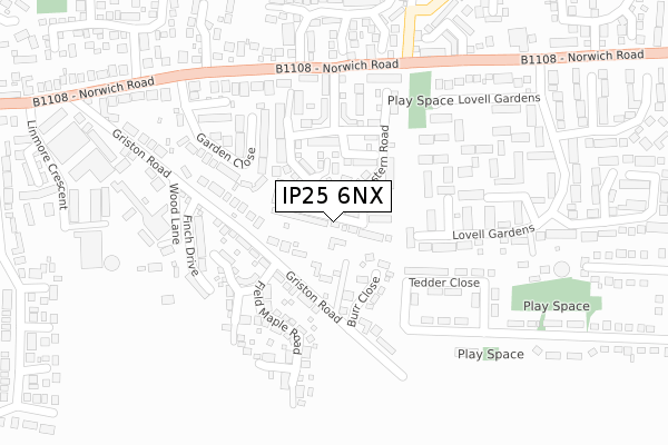 IP25 6NX map - large scale - OS Open Zoomstack (Ordnance Survey)