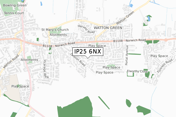 IP25 6NX map - small scale - OS Open Zoomstack (Ordnance Survey)