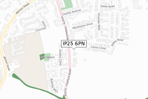 IP25 6PN map - large scale - OS Open Zoomstack (Ordnance Survey)