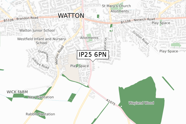 IP25 6PN map - small scale - OS Open Zoomstack (Ordnance Survey)