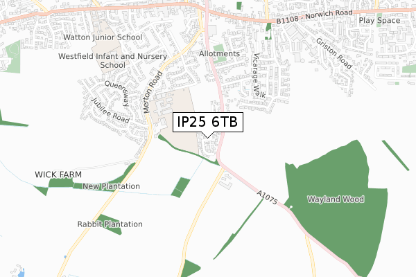 IP25 6TB map - small scale - OS Open Zoomstack (Ordnance Survey)