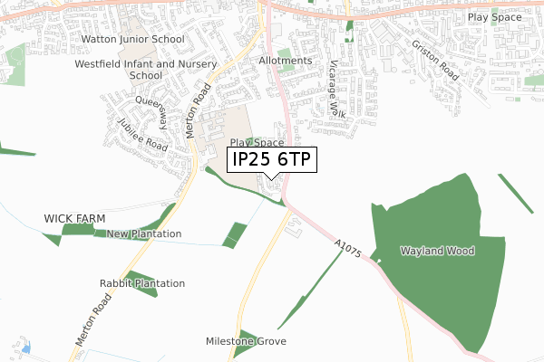 IP25 6TP map - small scale - OS Open Zoomstack (Ordnance Survey)