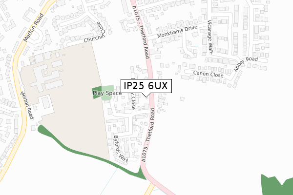 IP25 6UX map - large scale - OS Open Zoomstack (Ordnance Survey)