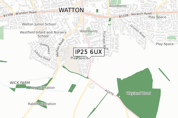 IP25 6UX map - small scale - OS Open Zoomstack (Ordnance Survey)