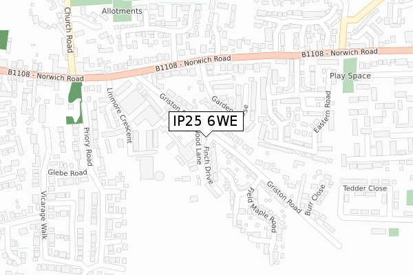 IP25 6WE map - large scale - OS Open Zoomstack (Ordnance Survey)