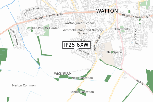 IP25 6XW map - small scale - OS Open Zoomstack (Ordnance Survey)