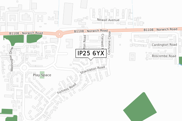 IP25 6YX map - large scale - OS Open Zoomstack (Ordnance Survey)