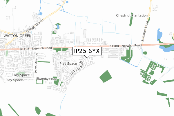 IP25 6YX map - small scale - OS Open Zoomstack (Ordnance Survey)