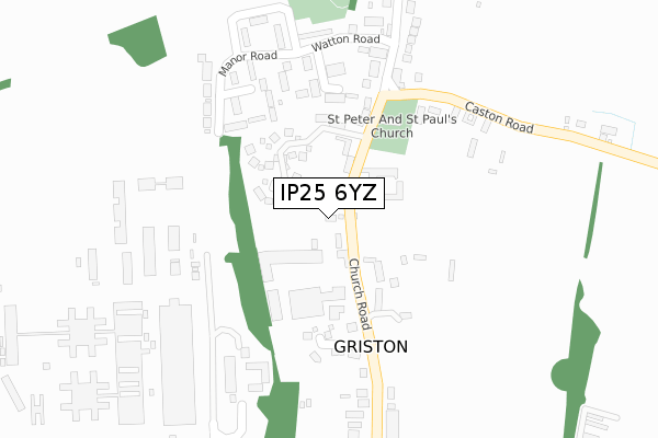 IP25 6YZ map - large scale - OS Open Zoomstack (Ordnance Survey)