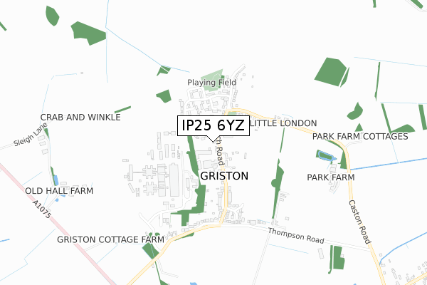 IP25 6YZ map - small scale - OS Open Zoomstack (Ordnance Survey)