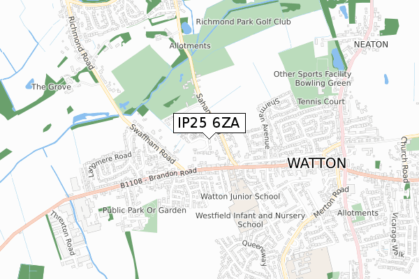 IP25 6ZA map - small scale - OS Open Zoomstack (Ordnance Survey)