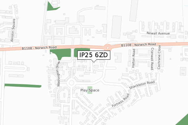 IP25 6ZD map - large scale - OS Open Zoomstack (Ordnance Survey)