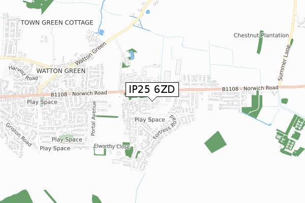 IP25 6ZD map - small scale - OS Open Zoomstack (Ordnance Survey)