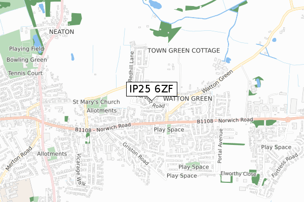 IP25 6ZF map - small scale - OS Open Zoomstack (Ordnance Survey)