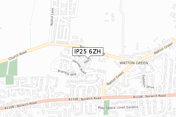 IP25 6ZH map - large scale - OS Open Zoomstack (Ordnance Survey)