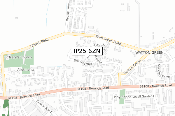 IP25 6ZN map - large scale - OS Open Zoomstack (Ordnance Survey)