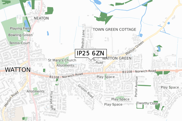 IP25 6ZN map - small scale - OS Open Zoomstack (Ordnance Survey)