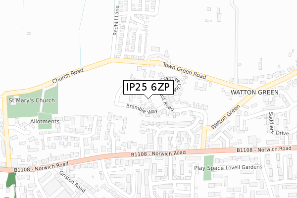 IP25 6ZP map - large scale - OS Open Zoomstack (Ordnance Survey)