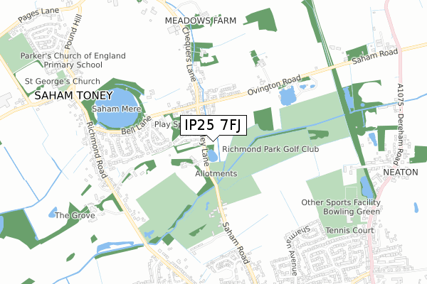 IP25 7FJ map - small scale - OS Open Zoomstack (Ordnance Survey)