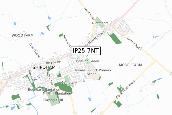 IP25 7NT map - small scale - OS Open Zoomstack (Ordnance Survey)