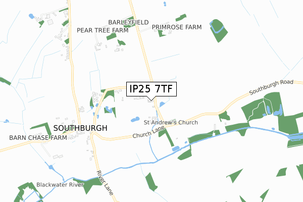 IP25 7TF map - small scale - OS Open Zoomstack (Ordnance Survey)