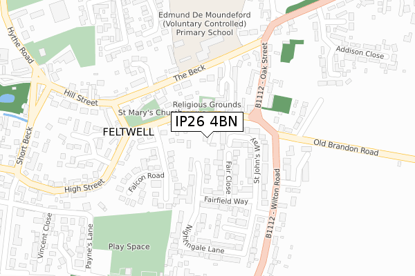 IP26 4BN map - large scale - OS Open Zoomstack (Ordnance Survey)