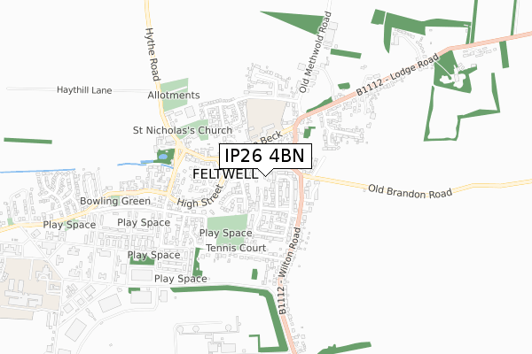 IP26 4BN map - small scale - OS Open Zoomstack (Ordnance Survey)