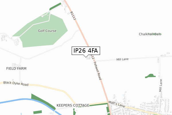 IP26 4FA map - small scale - OS Open Zoomstack (Ordnance Survey)