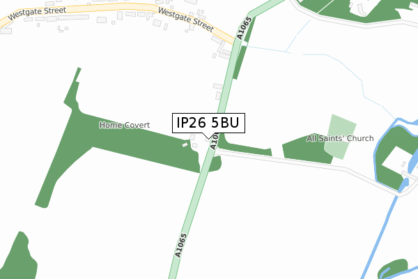 IP26 5BU map - large scale - OS Open Zoomstack (Ordnance Survey)