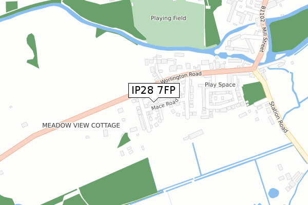 IP28 7FP map - large scale - OS Open Zoomstack (Ordnance Survey)