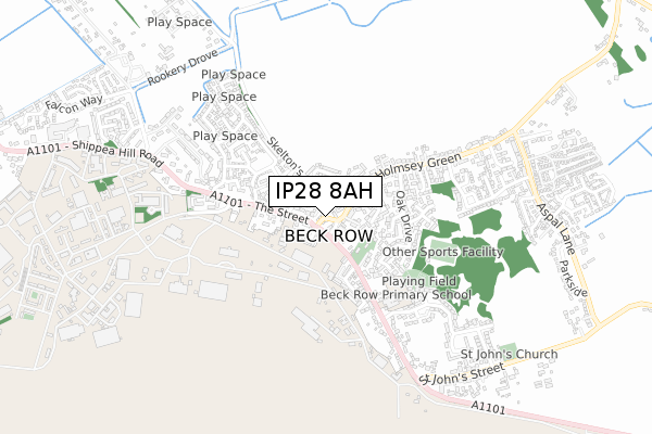 IP28 8AH map - small scale - OS Open Zoomstack (Ordnance Survey)