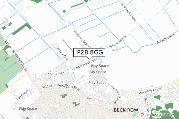 IP28 8GG map - small scale - OS Open Zoomstack (Ordnance Survey)