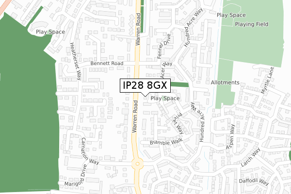 IP28 8GX map - large scale - OS Open Zoomstack (Ordnance Survey)