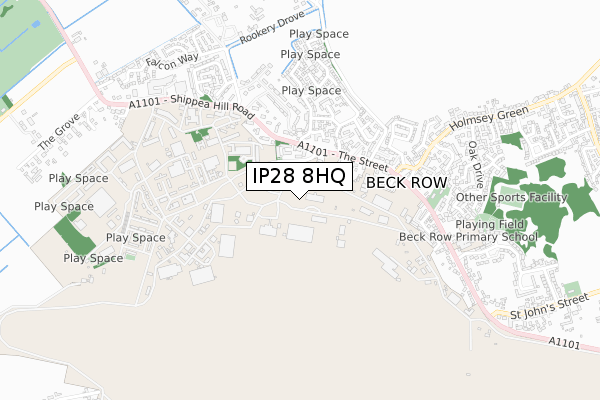 IP28 8HQ map - small scale - OS Open Zoomstack (Ordnance Survey)