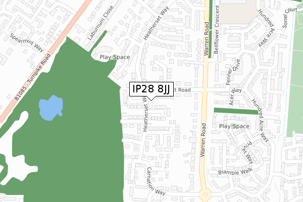 IP28 8JJ map - large scale - OS Open Zoomstack (Ordnance Survey)