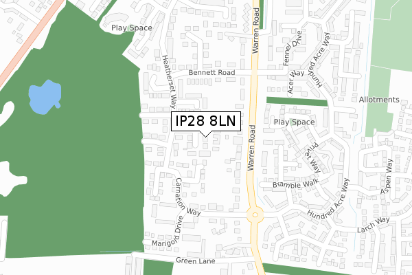 IP28 8LN map - large scale - OS Open Zoomstack (Ordnance Survey)