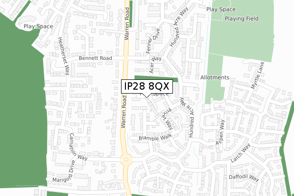 IP28 8QX map - large scale - OS Open Zoomstack (Ordnance Survey)