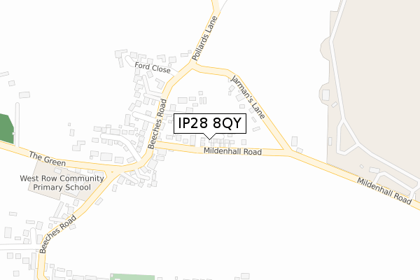 IP28 8QY map - large scale - OS Open Zoomstack (Ordnance Survey)