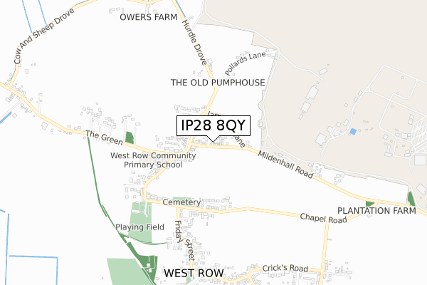 IP28 8QY map - small scale - OS Open Zoomstack (Ordnance Survey)