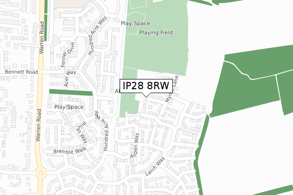 IP28 8RW map - large scale - OS Open Zoomstack (Ordnance Survey)