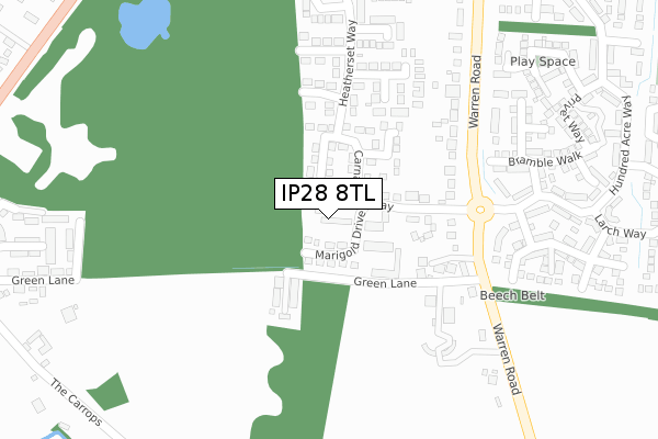 IP28 8TL map - large scale - OS Open Zoomstack (Ordnance Survey)