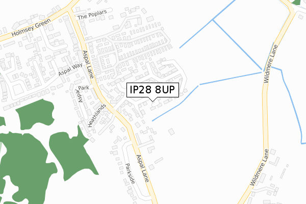 IP28 8UP map - large scale - OS Open Zoomstack (Ordnance Survey)