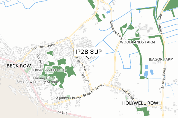 IP28 8UP map - small scale - OS Open Zoomstack (Ordnance Survey)