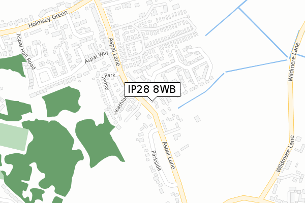 IP28 8WB map - large scale - OS Open Zoomstack (Ordnance Survey)