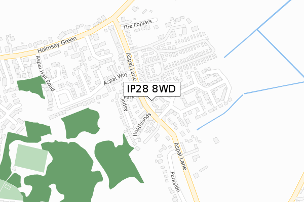 IP28 8WD map - large scale - OS Open Zoomstack (Ordnance Survey)